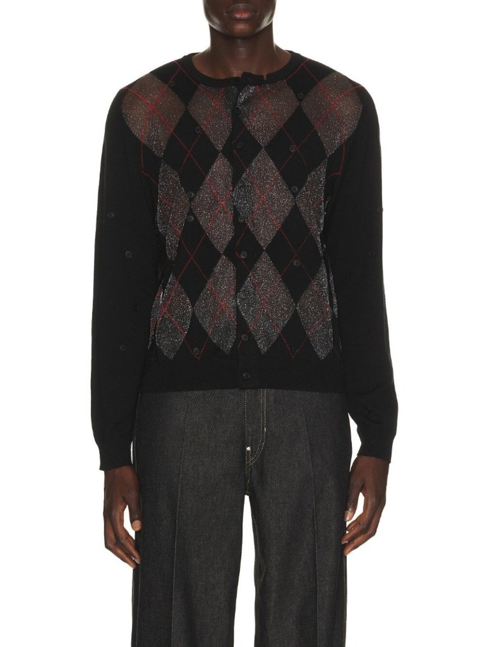 Spencer Badu Black Knit Cardigan in Black Slinky